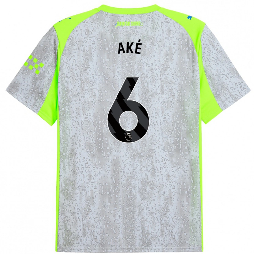 Danxen Femme Maillot Nathan Aké #6 Gris Jaune Troisieme 2025/26 T-Shirt