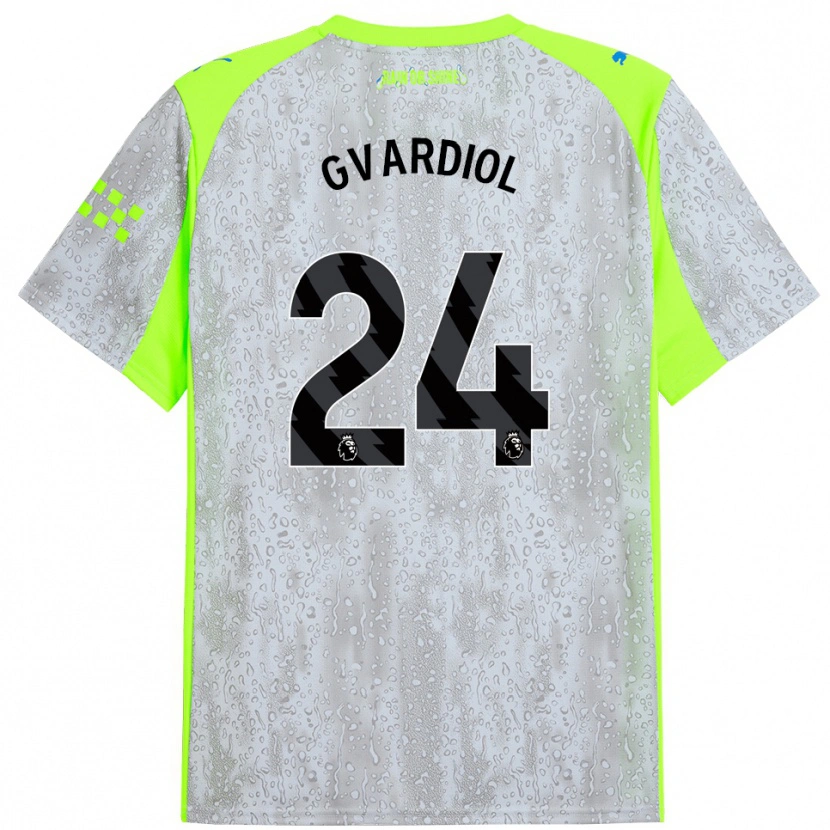 Danxen Femme Maillot Josko Gvardiol #24 Gris Jaune Troisieme 2025/26 T-Shirt