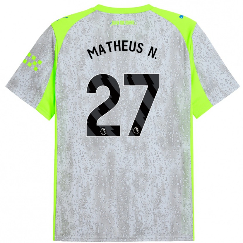 Danxen Femme Maillot Matheus Nunes #27 Gris Jaune Troisieme 2025/26 T-Shirt