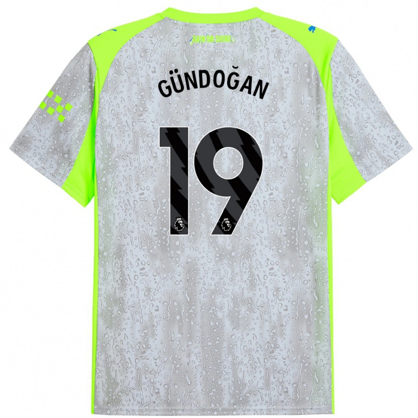 Danxen Femme Maillot İlkay Gündoğan #19 Gris Jaune Troisieme 2025/26 T-Shirt