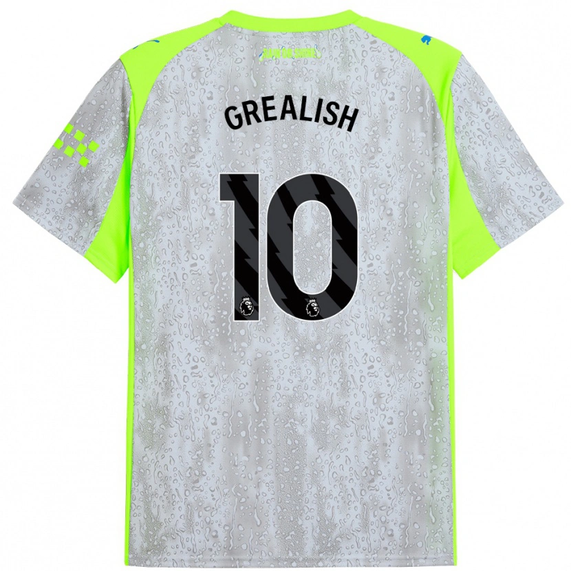 Danxen Femme Maillot Jack Grealish #10 Gris Jaune Troisieme 2025/26 T-Shirt