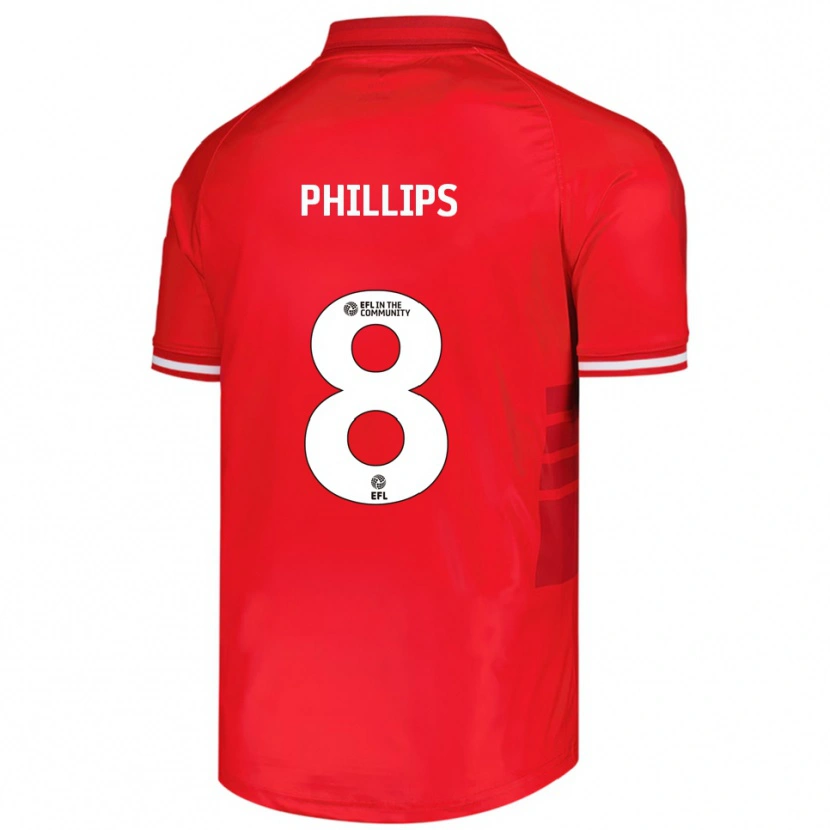 Danxen Enfant Maillot Adam Phillips #8 Rouge Blanc Tenues Domicile 2025/26 T-Shirt