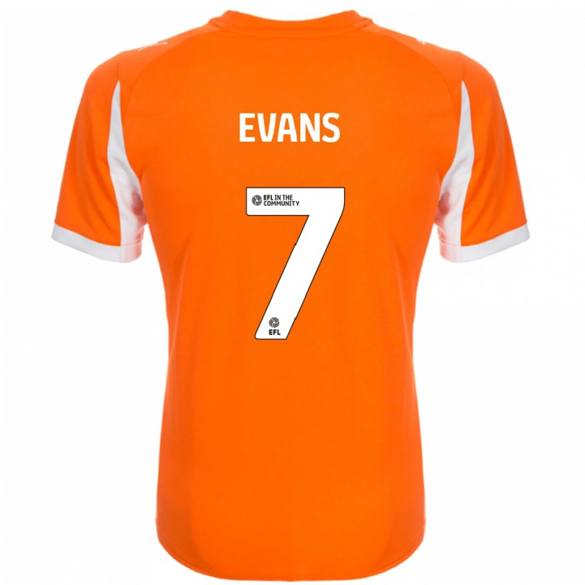 Danxen Enfant Maillot Lee Evans #7 Orange Blanc Tenues Domicile 2025/26 T-Shirt