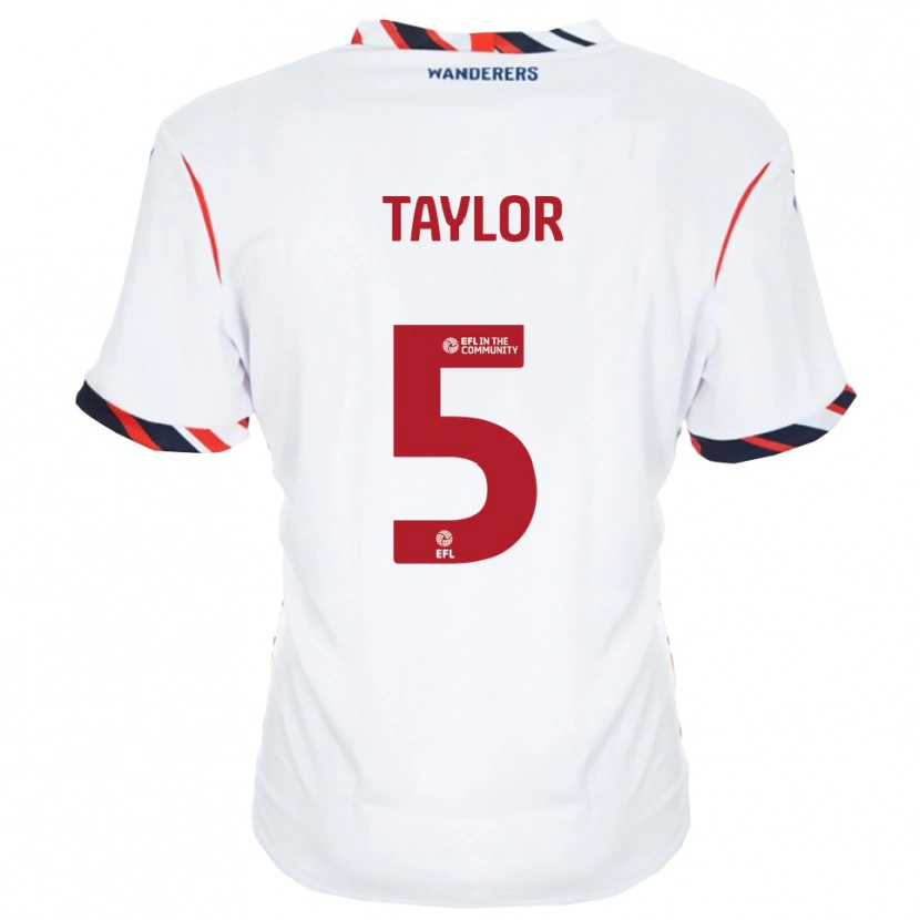 Danxen Enfant Maillot Richard Taylor #5 Blanc Rouge Tenues Domicile 2025/26 T-Shirt