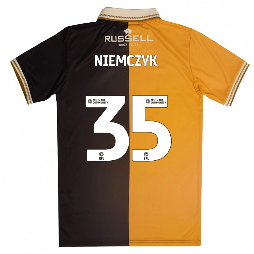 Danxen Enfant Maillot Jakub Niemczyk #35 Jaune Noir Tenues Domicile 2025/26 T-Shirt
