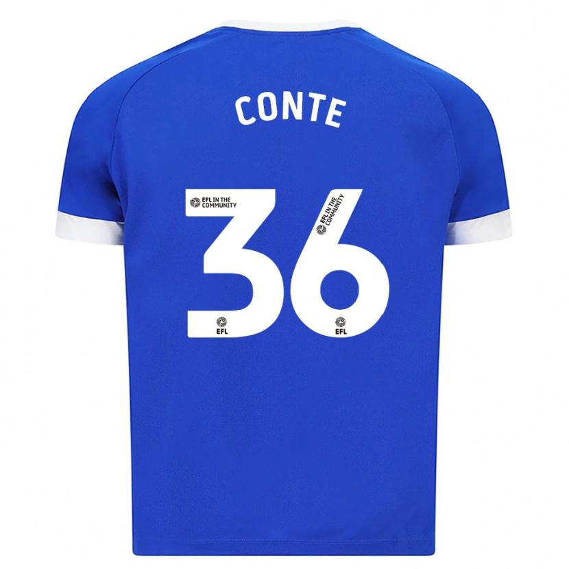 Danxen Enfant Maillot Raheem Conte #36 Bleu Blanc Tenues Domicile 2025/26 T-Shirt