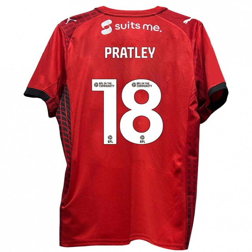 Danxen Enfant Maillot Darren Pratley #18 Rouge Noir Tenues Domicile 2025/26 T-Shirt