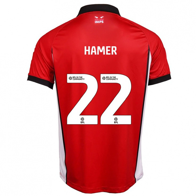 Danxen Enfant Maillot Tom Hamer #22 Rouge Blanc Tenues Domicile 2025/26 T-Shirt