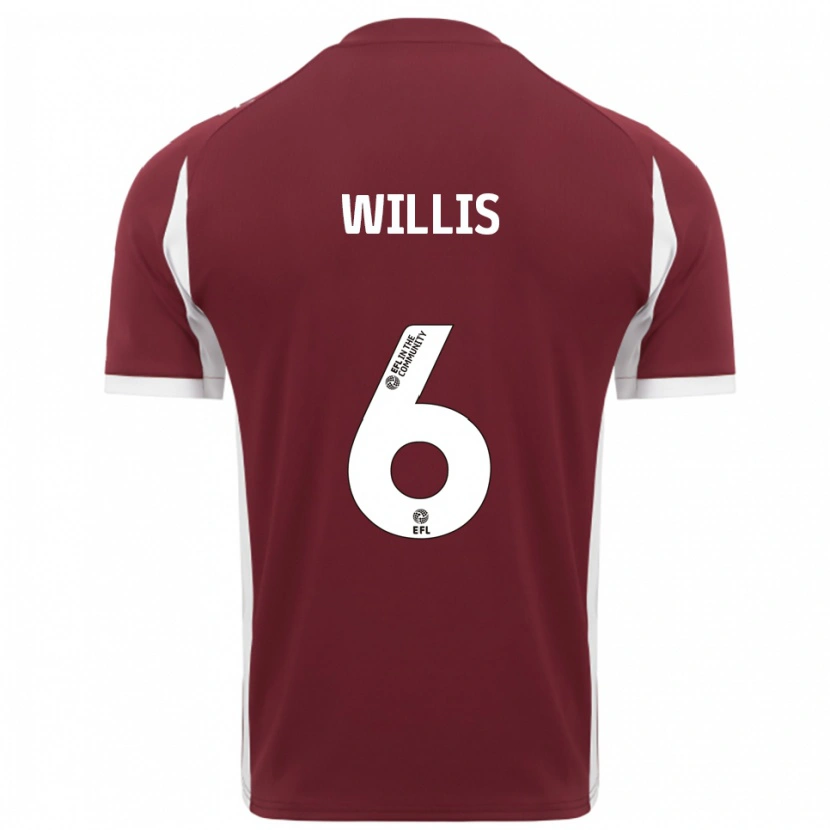 Danxen Enfant Maillot Jordan Willis #6 Bordeaux Blanc Tenues Domicile 2025/26 T-Shirt