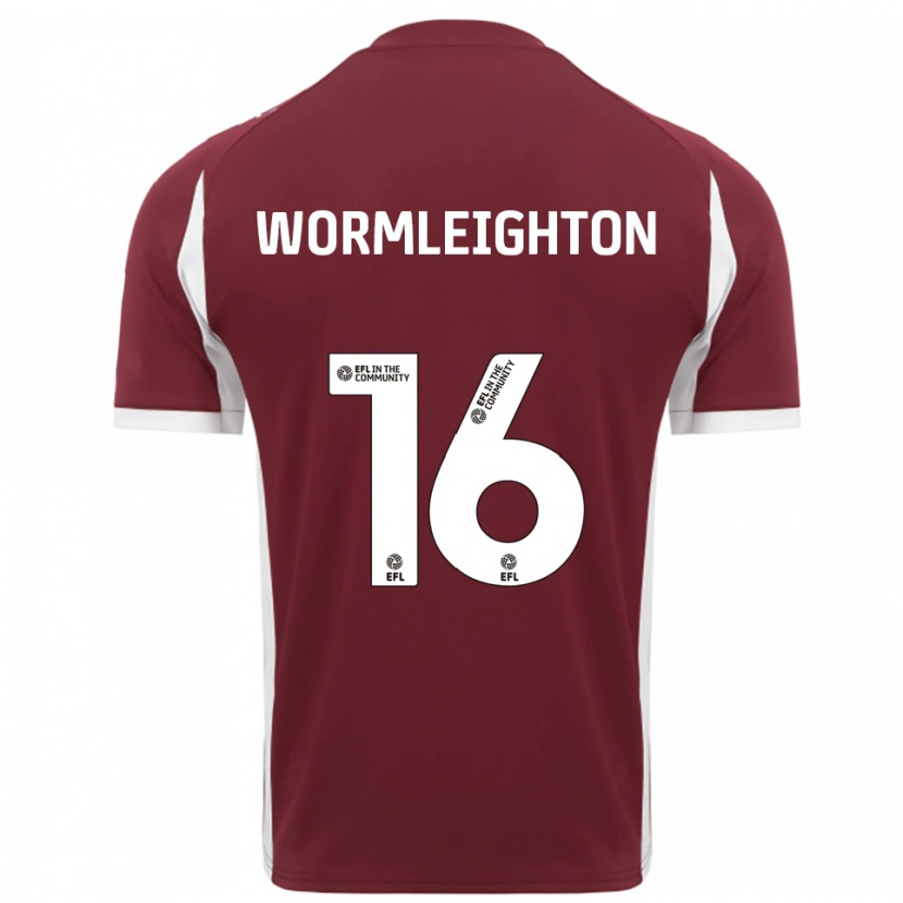 Danxen Enfant Maillot Joe Wormleighton #16 Bordeaux Blanc Tenues Domicile 2025/26 T-Shirt