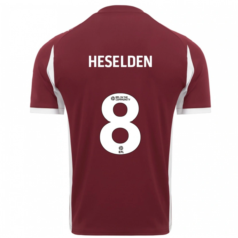 Danxen Enfant Maillot Ruby Heselden #8 Bordeaux Blanc Tenues Domicile 2025/26 T-Shirt