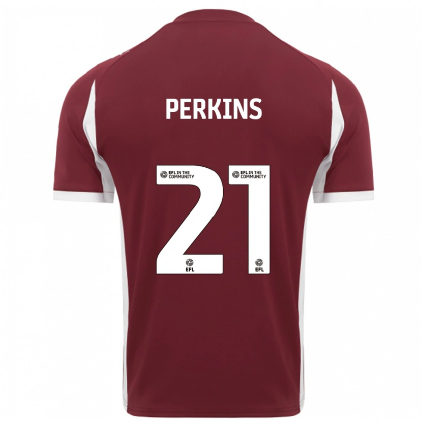 Danxen Enfant Maillot Jack Perkins #21 Bordeaux Blanc Tenues Domicile 2025/26 T-Shirt