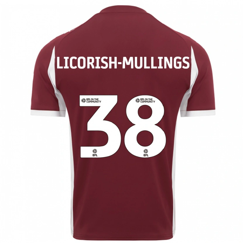 Danxen Enfant Maillot Kiantay Licorish-Mullings #38 Bordeaux Blanc Tenues Domicile 2025/26 T-Shirt