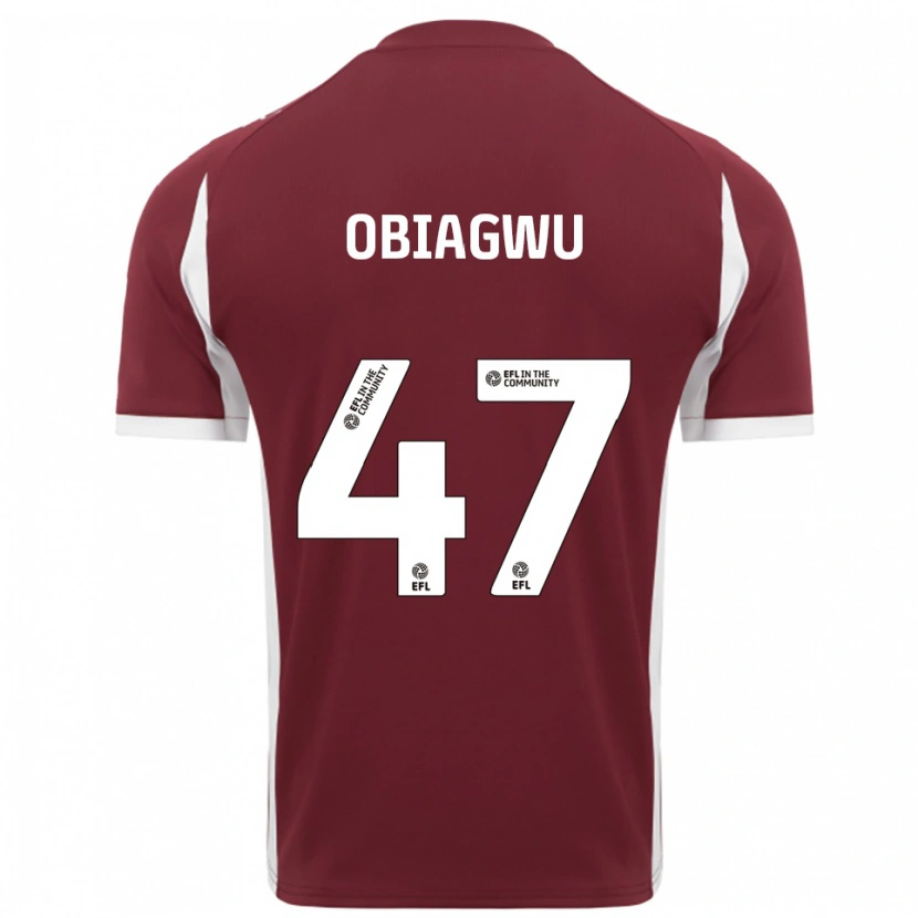 Danxen Enfant Maillot Fran Obiagwu #47 Bordeaux Blanc Tenues Domicile 2025/26 T-Shirt