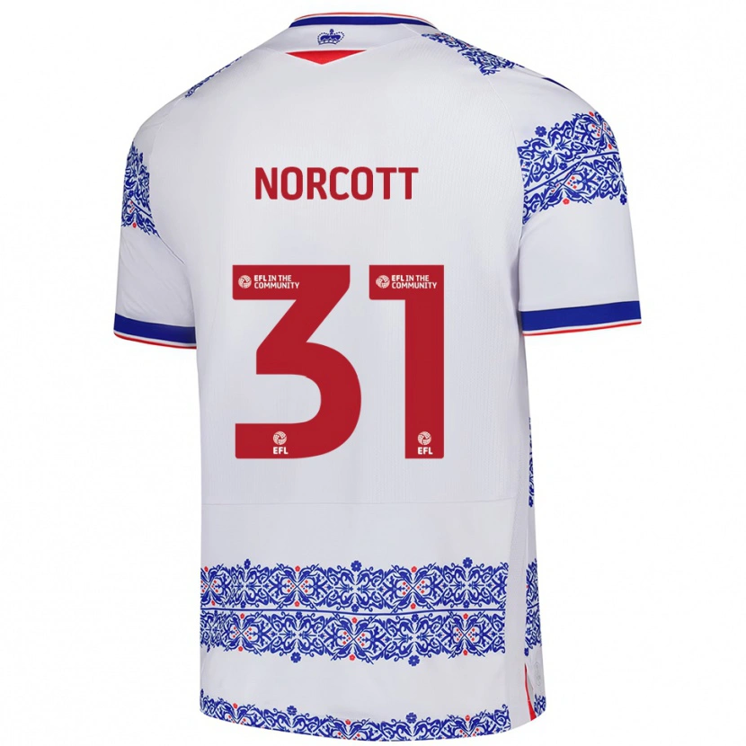 Danxen Enfant Maillot Tom Norcott #31 Blanc Bleu Tenues Domicile 2025/26 T-Shirt