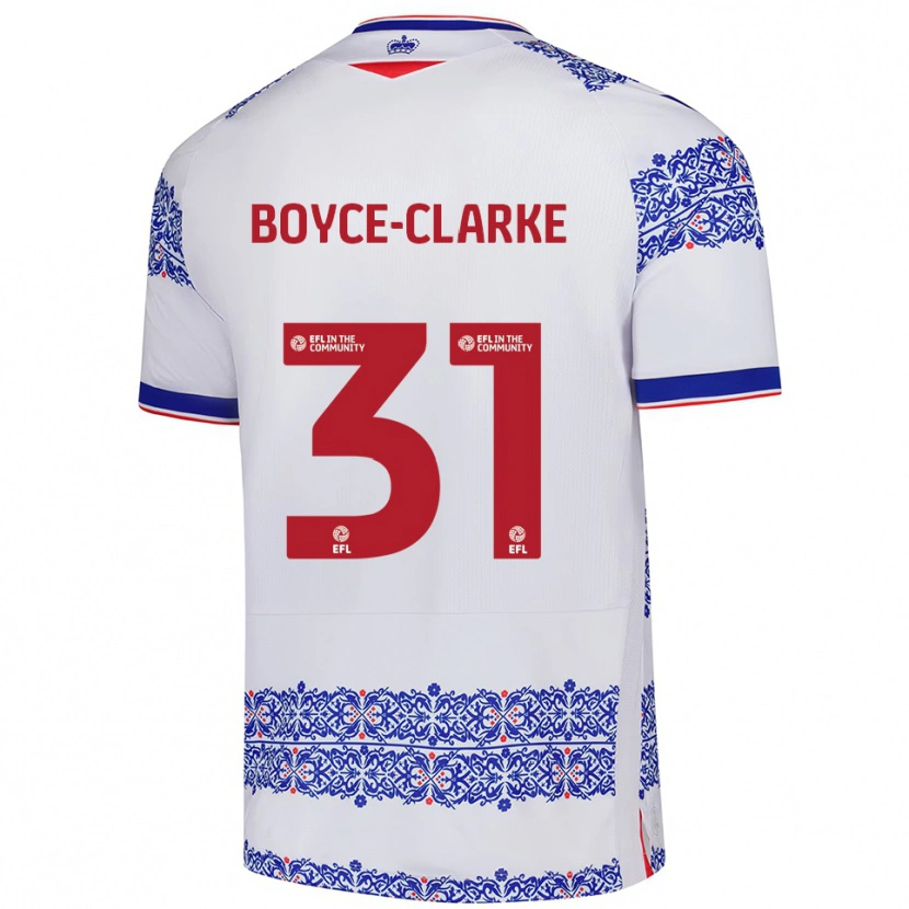 Danxen Enfant Maillot Coniah Boyce-Clarke #31 Blanc Bleu Tenues Domicile 2025/26 T-Shirt