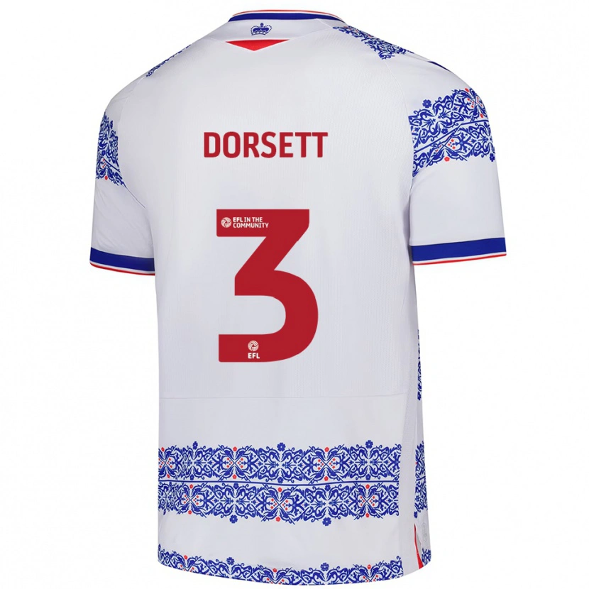 Danxen Enfant Maillot Jeriel Dorsett #3 Blanc Bleu Tenues Domicile 2025/26 T-Shirt