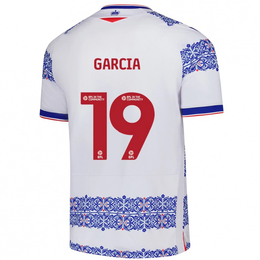Danxen Enfant Maillot Andre Garcia #19 Blanc Bleu Tenues Domicile 2025/26 T-Shirt