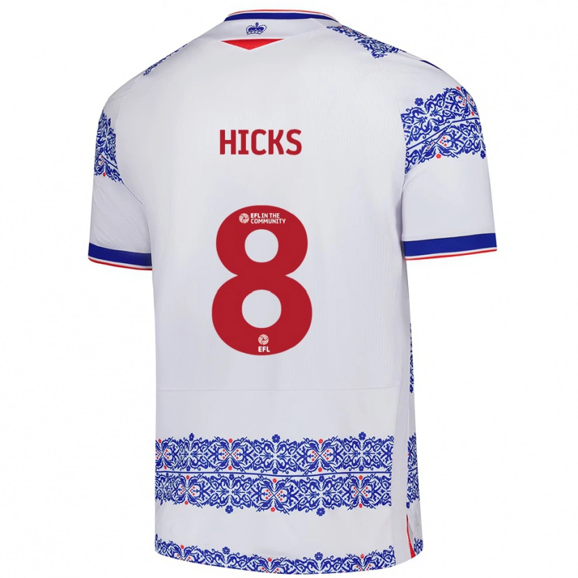 Danxen Enfant Maillot David Hicks #8 Blanc Bleu Tenues Domicile 2025/26 T-Shirt