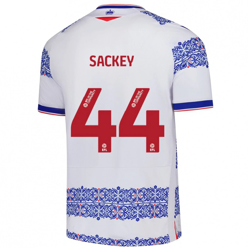 Danxen Enfant Maillot Tyler Sackey #44 Blanc Bleu Tenues Domicile 2025/26 T-Shirt