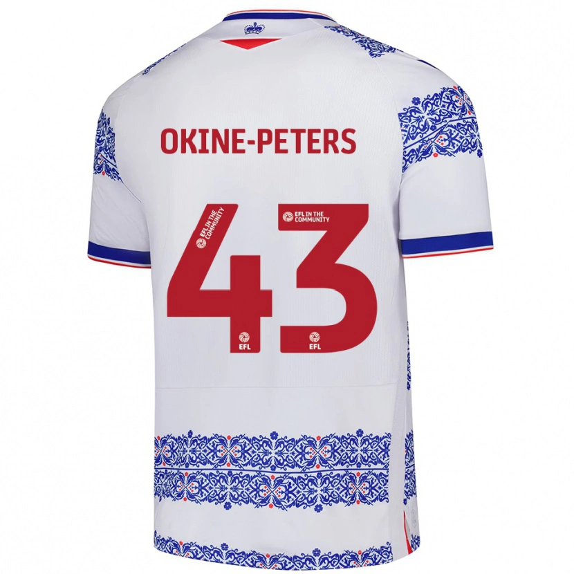 Danxen Enfant Maillot Jeremiah Okine-Peters #43 Blanc Bleu Tenues Domicile 2025/26 T-Shirt