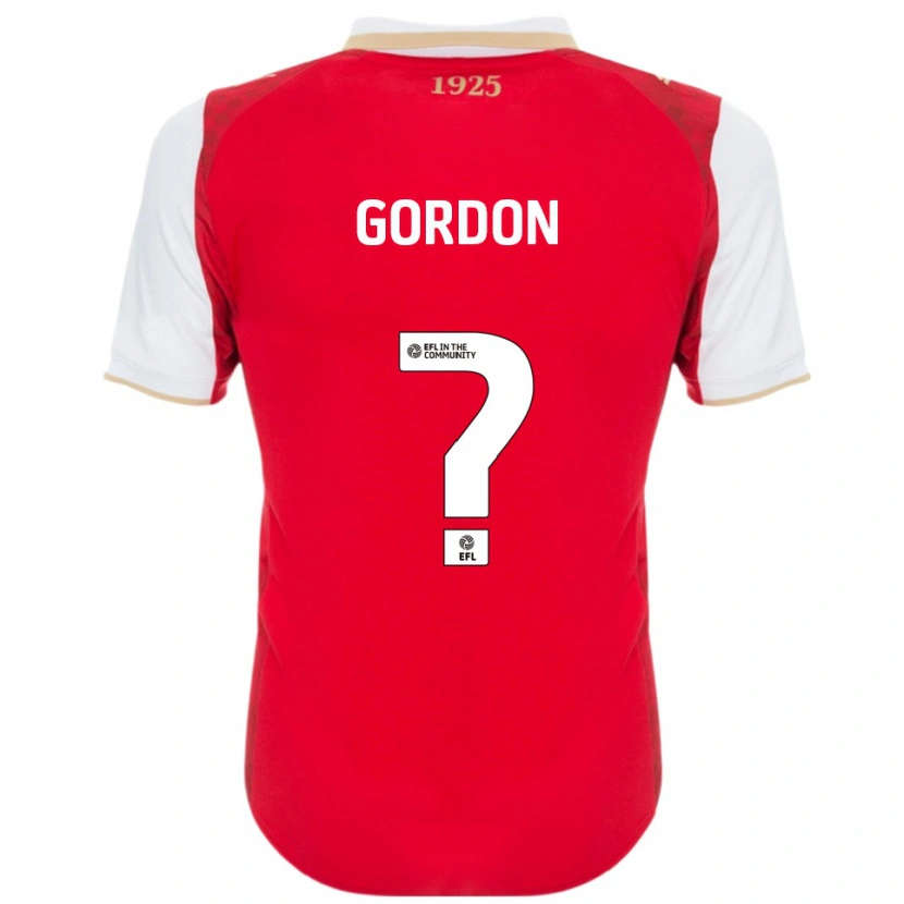 Danxen Enfant Maillot Owain Gordon #0 Rouge Blanc Tenues Domicile 2025/26 T-Shirt
