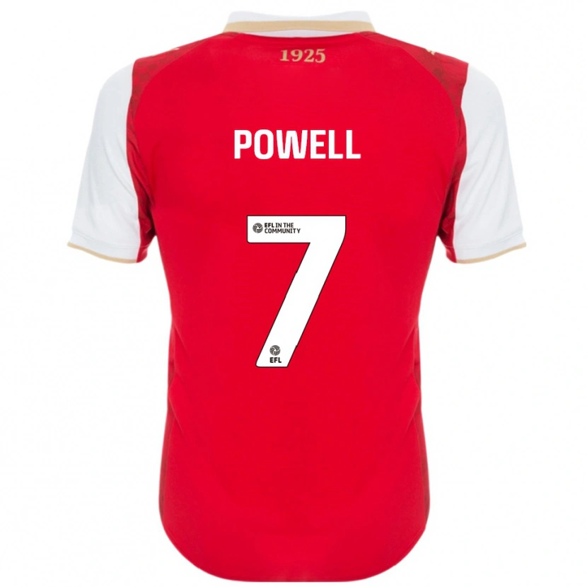 Danxen Enfant Maillot Joe Powell #7 Rouge Blanc Tenues Domicile 2025/26 T-Shirt