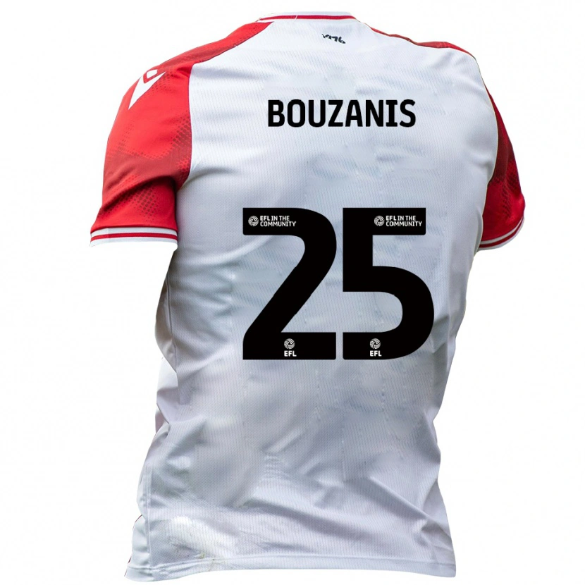 Danxen Enfant Maillot Dean Bouzanis #25 Blanc Rouge Tenues Domicile 2025/26 T-Shirt