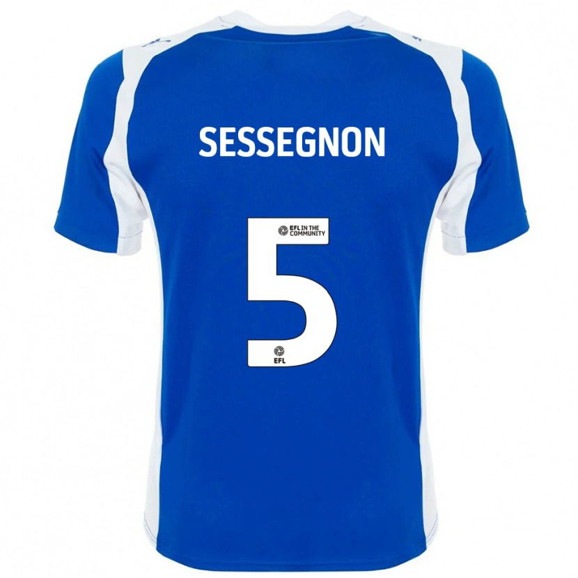 Danxen Enfant Maillot Steven Sessegnon #5 Bleu Blanc Tenues Domicile 2025/26 T-Shirt