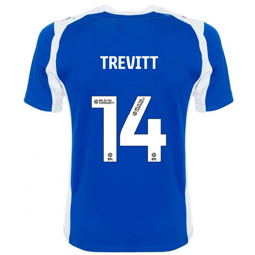 Danxen Enfant Maillot Ryan Trevitt #14 Bleu Blanc Tenues Domicile 2025/26 T-Shirt