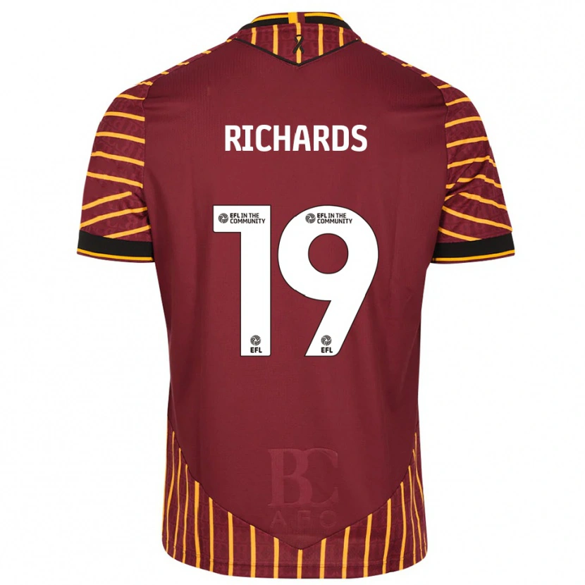Danxen Enfant Maillot Lewis Richards #19 Orange Bordeaux Tenues Domicile 2025/26 T-Shirt