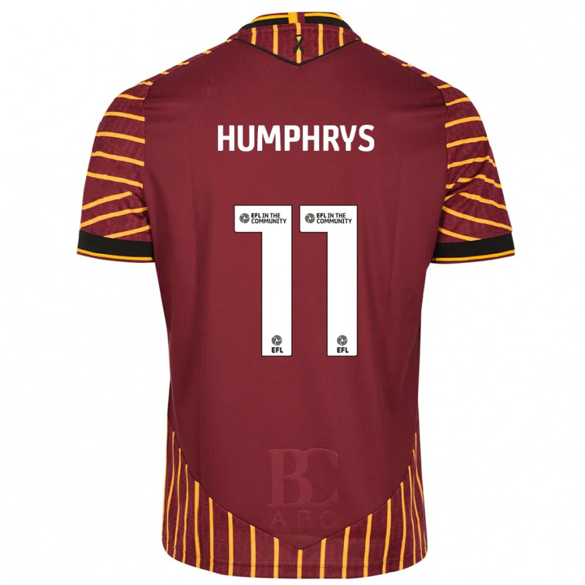 Danxen Enfant Maillot Stephen Humphrys #11 Orange Bordeaux Tenues Domicile 2025/26 T-Shirt