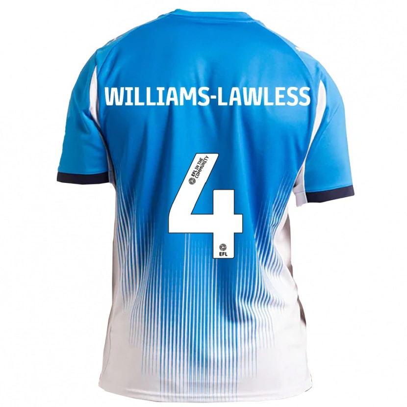 Danxen Enfant Maillot John Williams-Lawless #4 Bleu Blanc Tenues Domicile 2025/26 T-Shirt