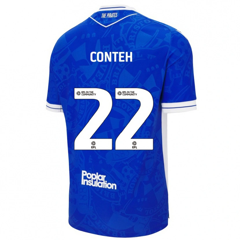 Danxen Enfant Maillot Kamil Conteh #22 Bleu Blanc Tenues Domicile 2025/26 T-Shirt