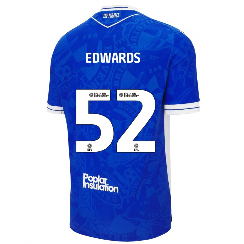 Danxen Enfant Maillot Max Edwards #52 Bleu Blanc Tenues Domicile 2025/26 T-Shirt