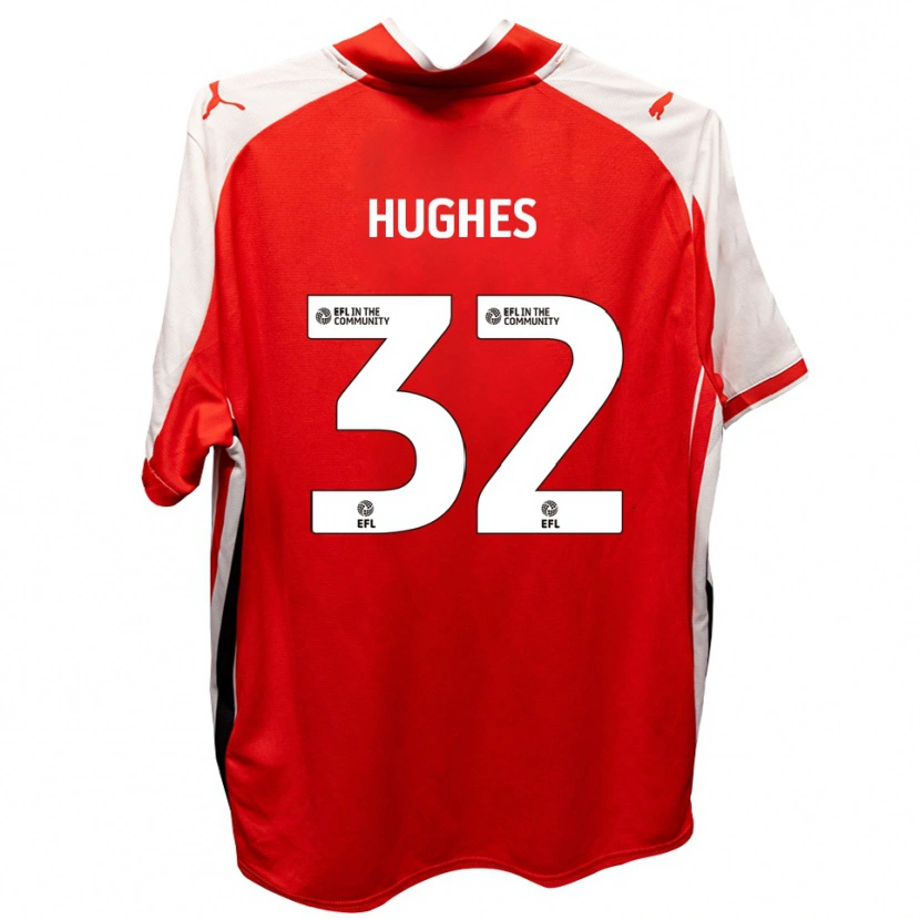 Danxen Enfant Maillot Kayden Hughes #32 Rouge Blanc Tenues Domicile 2025/26 T-Shirt