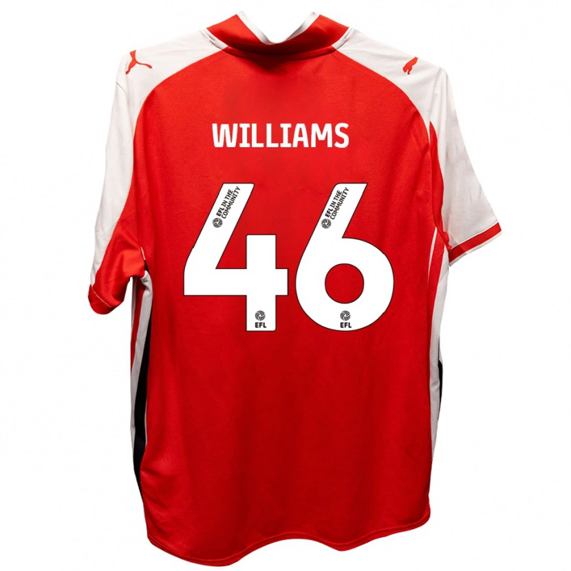Danxen Enfant Maillot Theo Williams #46 Rouge Blanc Tenues Domicile 2025/26 T-Shirt