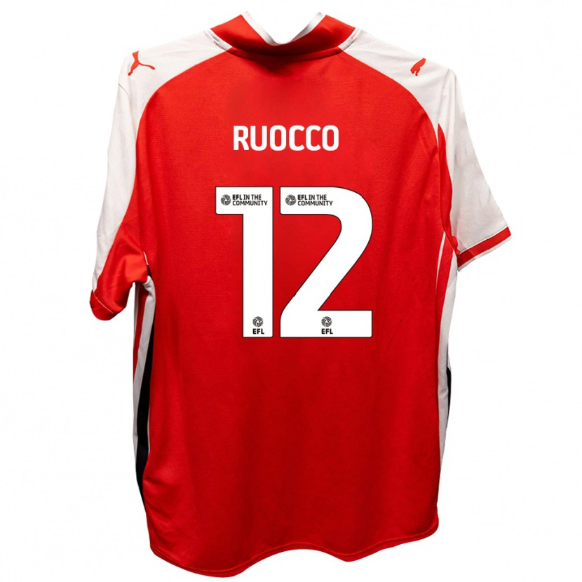 Danxen Enfant Maillot Alessio Ruocco #12 Rouge Blanc Tenues Domicile 2025/26 T-Shirt