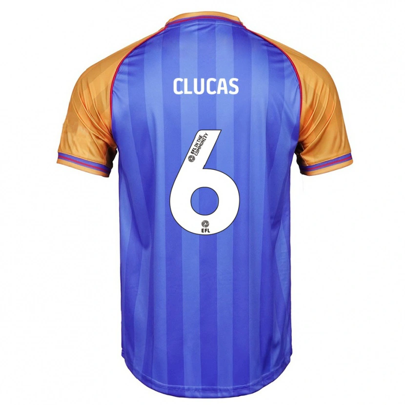 Danxen Enfant Maillot Sam Clucas #6 Bleu Orange Tenues Domicile 2025/26 T-Shirt