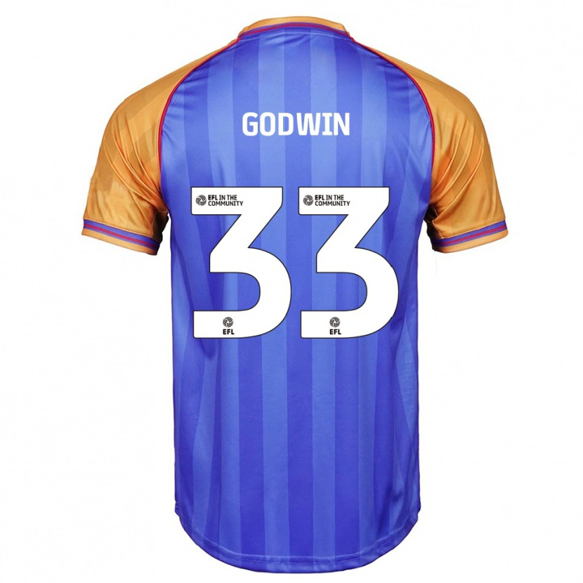Danxen Enfant Maillot Isaac Godwin #33 Bleu Orange Tenues Domicile 2025/26 T-Shirt