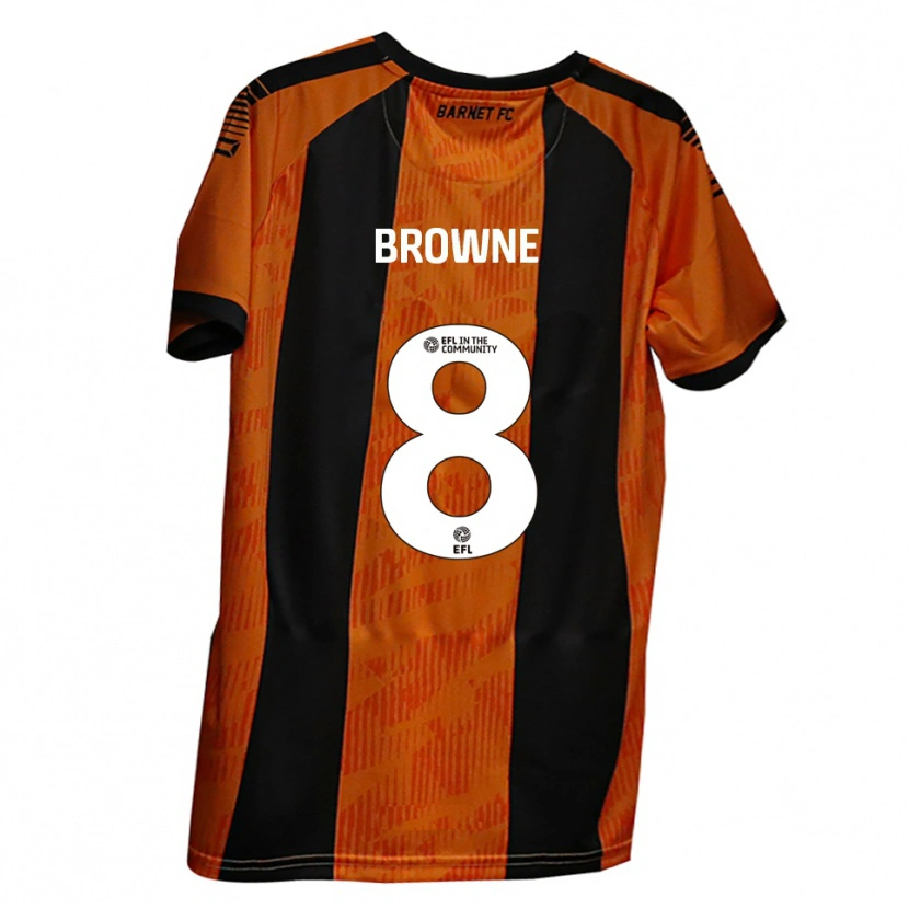 Danxen Enfant Maillot Rhys Browne #8 Orange Noir Tenues Domicile 2025/26 T-Shirt