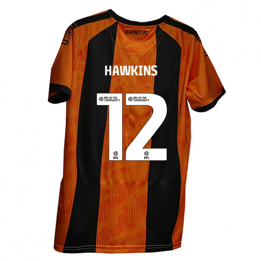 Danxen Enfant Maillot Oli Hawkins #12 Orange Noir Tenues Domicile 2025/26 T-Shirt