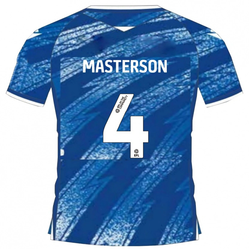 Danxen Enfant Maillot Conor Masterson #4 Bleu Blanc Tenues Domicile 2025/26 T-Shirt