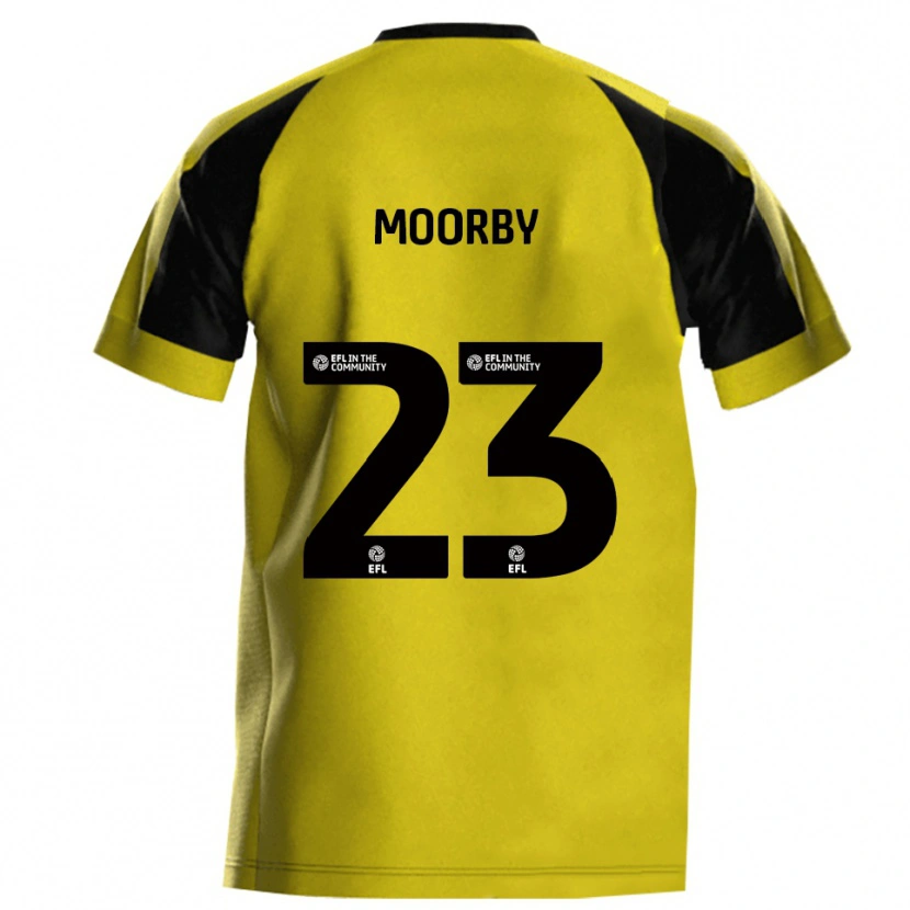 Danxen Enfant Maillot James Moorby #23 Jaune Gris Tenues Domicile 2025/26 T-Shirt