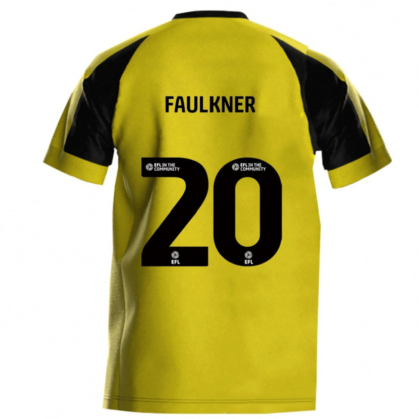 Danxen Enfant Maillot Bobby Faulkner #20 Jaune Gris Tenues Domicile 2025/26 T-Shirt