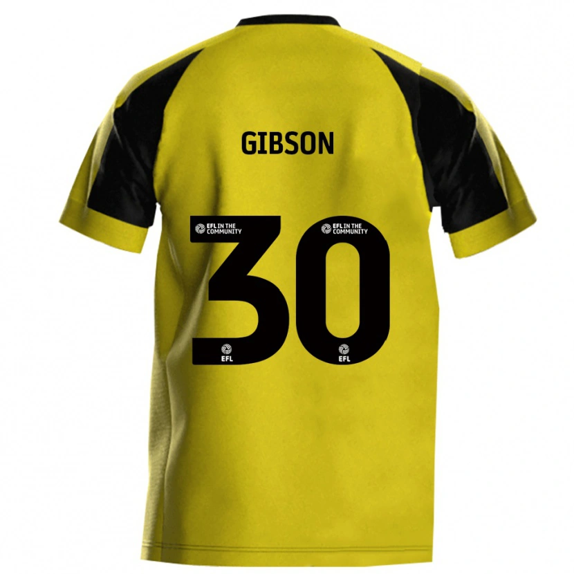 Danxen Enfant Maillot Liam Gibson #30 Jaune Gris Tenues Domicile 2025/26 T-Shirt