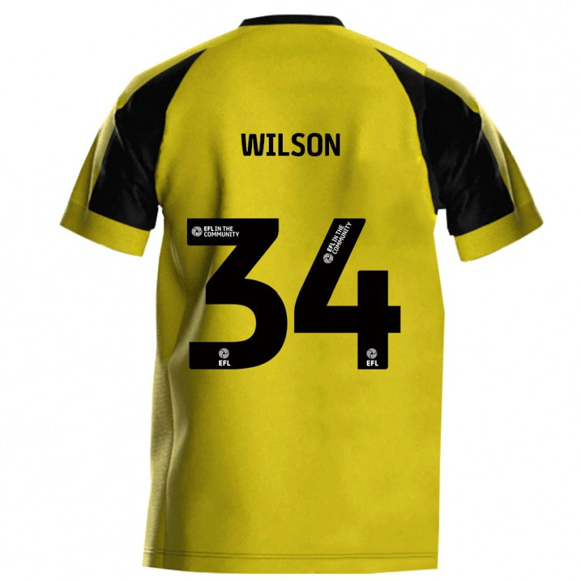 Danxen Enfant Maillot Robbie Wilson #34 Jaune Gris Tenues Domicile 2025/26 T-Shirt