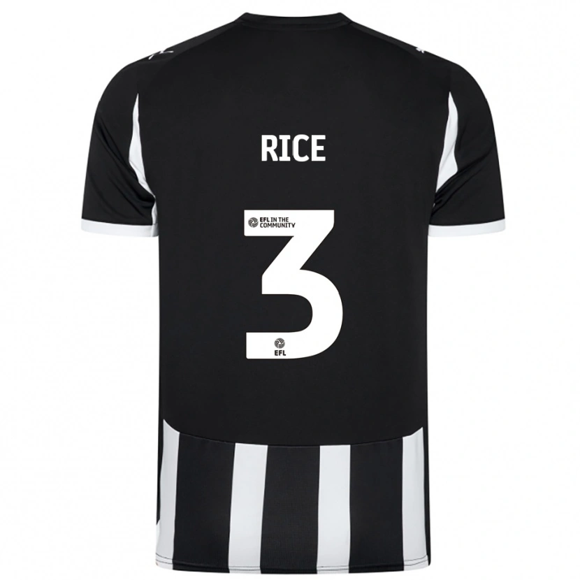 Danxen Enfant Maillot Alfie Rice #3 Noir Blanc Tenues Domicile 2025/26 T-Shirt