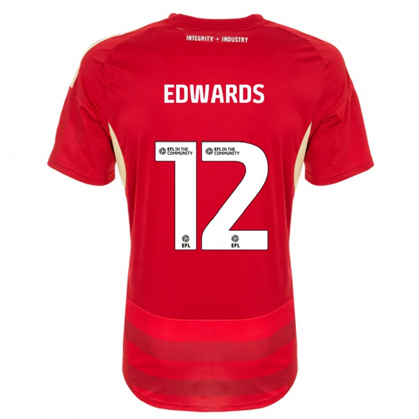 Danxen Enfant Maillot Tom Edwards #12 Rouge Blanc Tenues Domicile 2025/26 T-Shirt