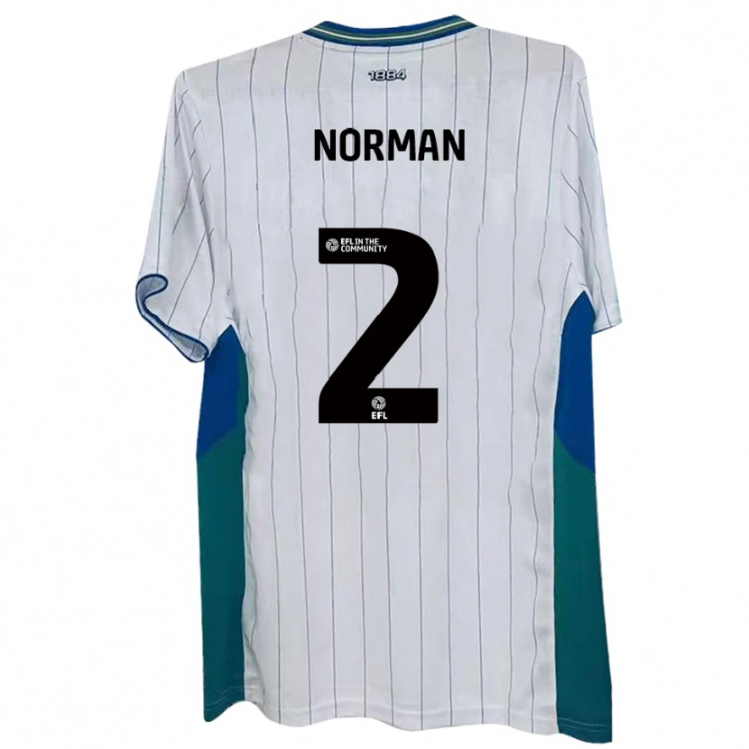 Danxen Enfant Maillot Cameron Norman #2 Blanc Vert Bleu Tenues Domicile 2025/26 T-Shirt
